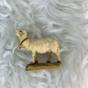 NIB ANRI SHEEP WITH BELL HAND CARVED WOOD NATIVITY FIGURE
